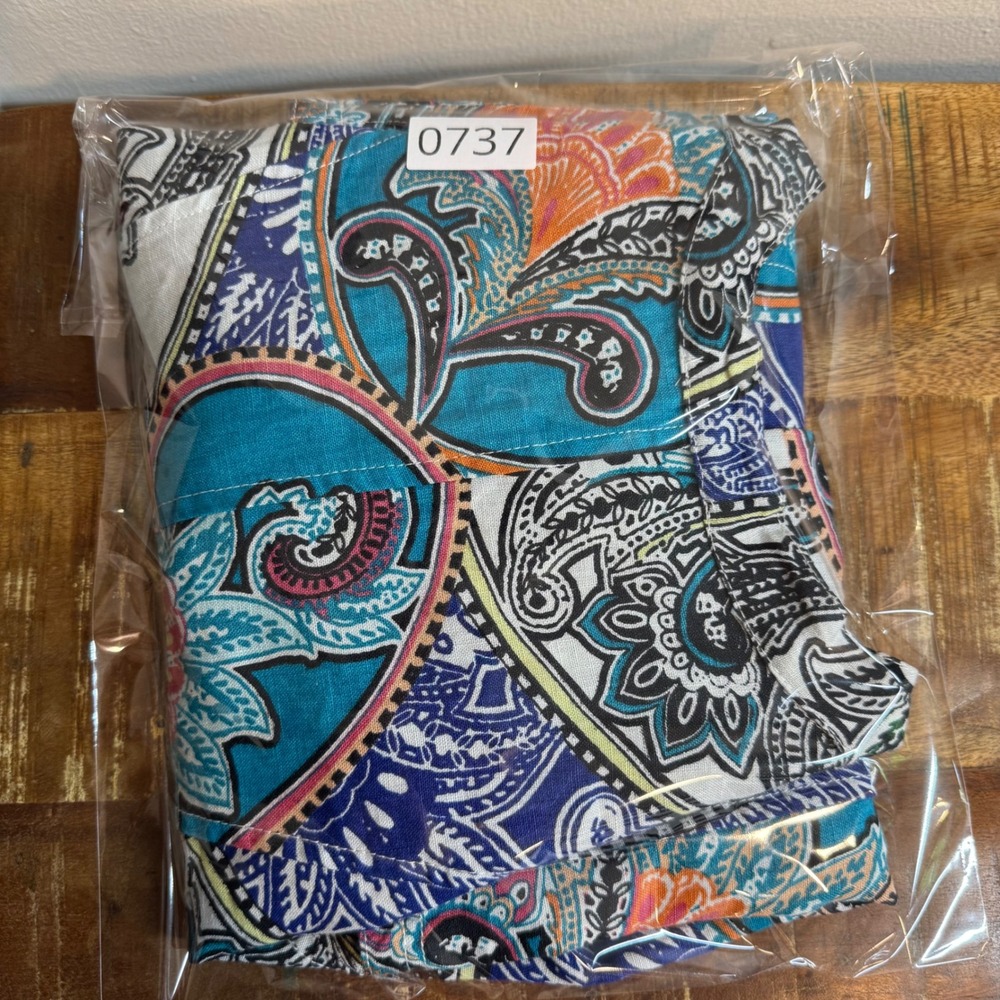 Chico's Paisley Linen Open Front Cardigan Size 8 Boho‎ Drape Lightweight Top - Picture 10 of 10